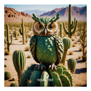 Póster Desierto de búho de cactus