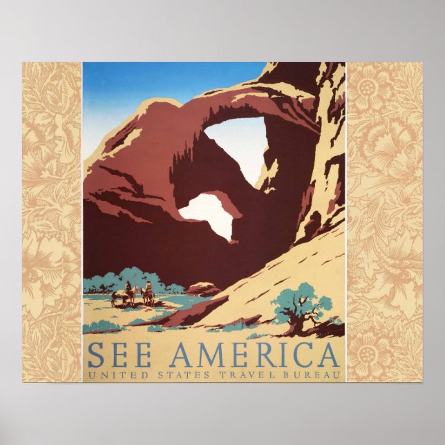 Póster Desierto de Cowboy vintage Caballos occidentales (Frente)