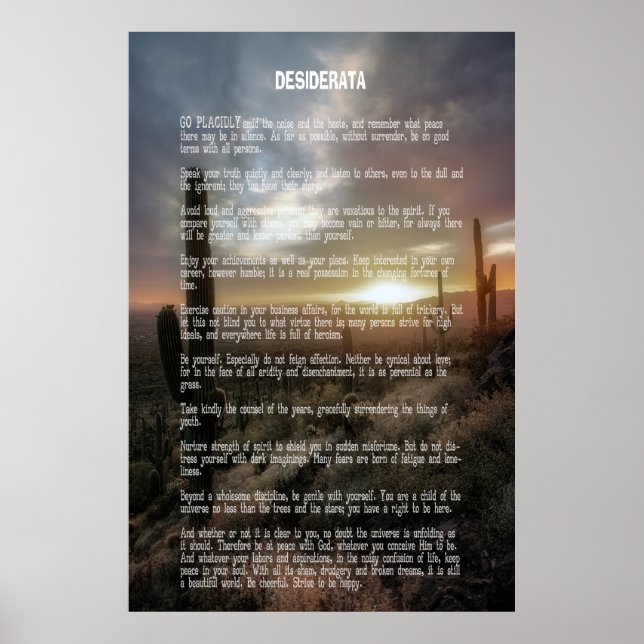 Póster Desierto de DESIDERATA (Frente)