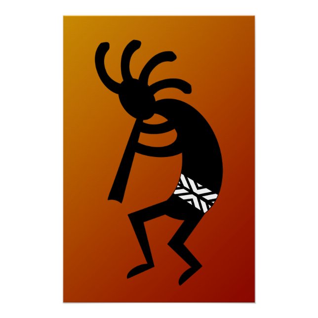 Póster Desierto de diseño del suroeste Sunset Kokopelli (Anverso)