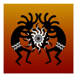 Póster Desierto de diseño suroeste Tribal Sun Kokopelli
