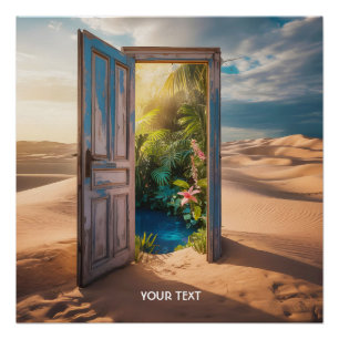 Póster Desierto de puerta de madera barata de fantasía