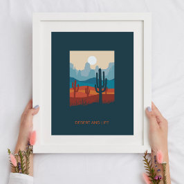 Póster Desierto De Terracota Azul De La Marina Y Poster D