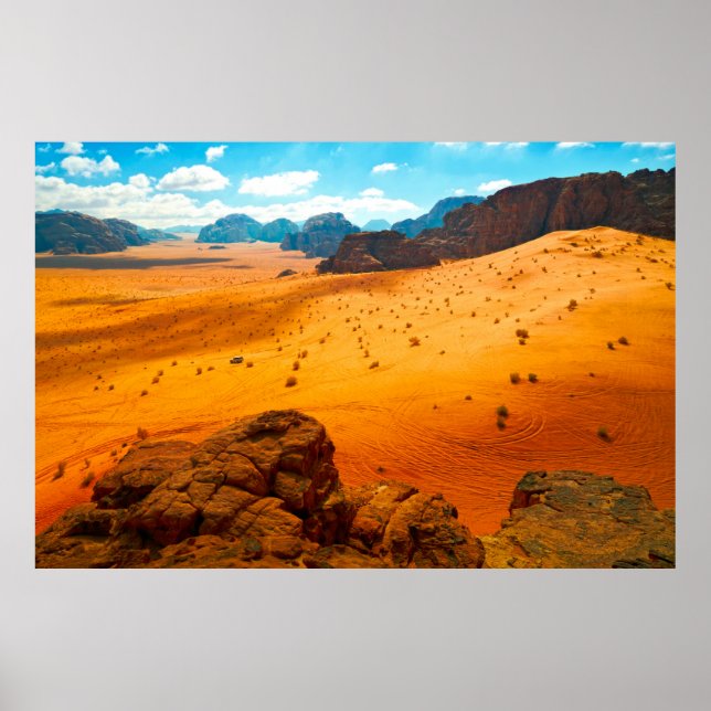 Póster Desierto de Wadi Rum, desierto de Jordania, wadi,  (Frente)
