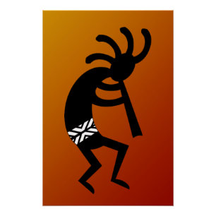 Póster Desierto del diseño suroeste Sunset Kokopelli Post