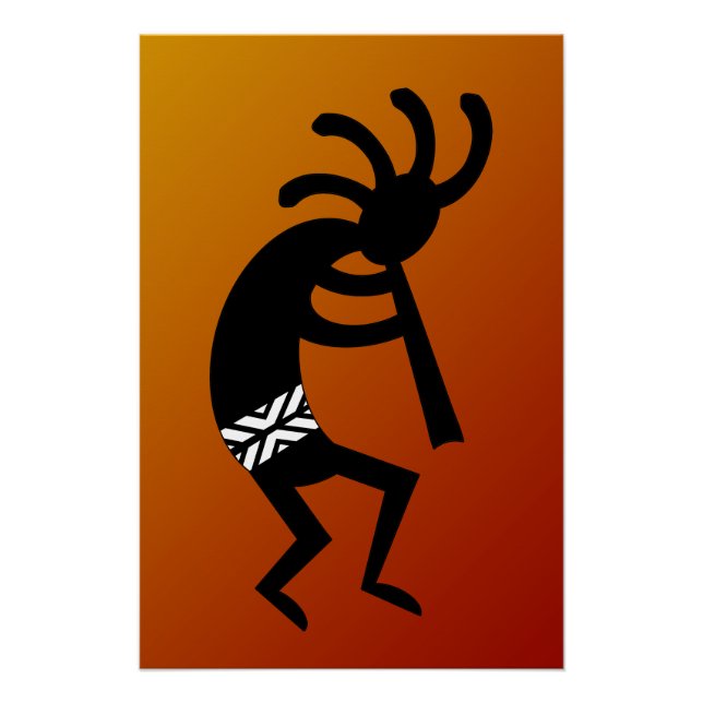Póster Desierto del diseño suroeste Sunset Kokopelli Post (Anverso)