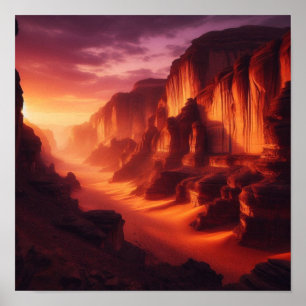 Póster Desierto dorado tocando el cañón silencioso al cre