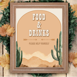 Póster Desierto Rústico Suroeste Cactus Comida y Bebidas