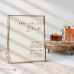 Póster Desierto simple Rótulo blanco natural de las bebid<br><div class="desc">Este letrero de tragos de la firma Simple Desert Natural White es exactamente lo que usted está buscando para completar su moderno y rústico boda de boho. Perfecto para una minimalista vibra occidental vintage o para un ambiente bohemio de otoño retro. El guión mínimo de canela oscura realmente aparece con...</div>