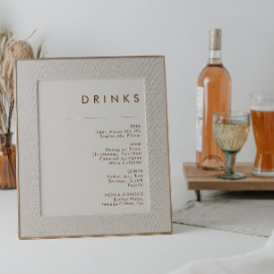 Póster Desierto simple Rótulo del menú de bebidas blanc