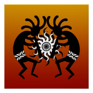 Póster Desierto Sun tribal Kokopelli del diseño del