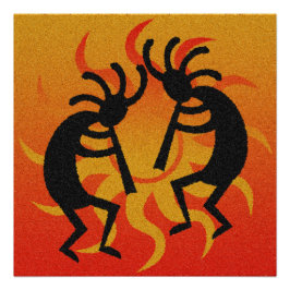 Póster Desierto tribal del suroeste Sun Kokopelli