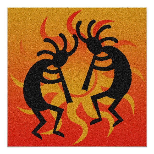 Póster Desierto tribal del suroeste Sun Kokopelli (Anverso)