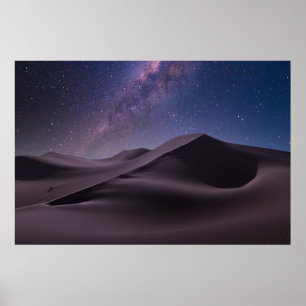 Póster Desiertos   Vía Láctea Cielo Estrellado Duna de Ar