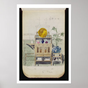 Póster Design for a Sideboard, c.1860s-70s (w/c & pencil
