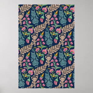 Póster Designación, patrón, flora tradicional de los aman