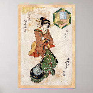 Póster Deslizador ukiyo-e geisha japonés vintage de Guay