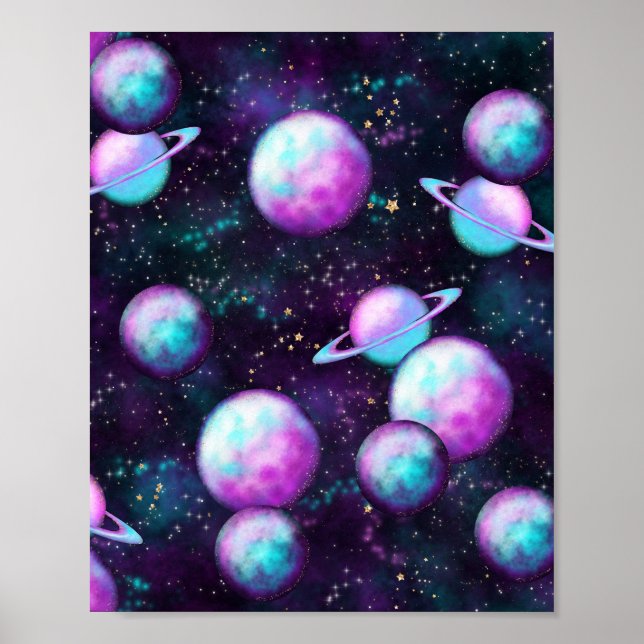 Póster Deslumbramiento del sistema solar | Planeta rosa m (Frente)