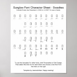 Póster Deslumbrar la hoja de caracteres de letra de las p