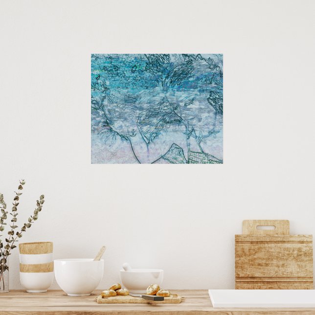 Póster Desnuda de las olas Verde azuladas verdes del océa (Cocina)