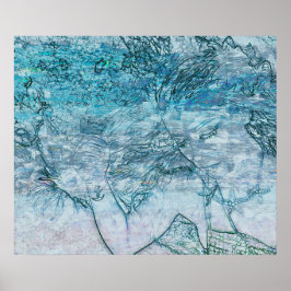 Póster Desnuda de las olas Verde azuladas verdes del océa