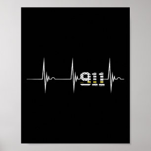Póster Despachador 911 bandera vintage de EE. UU. Latido