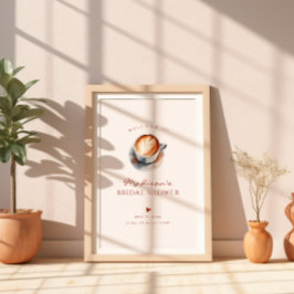 Póster Despedida de soltera Boho Coffee Corazón Bienvenid