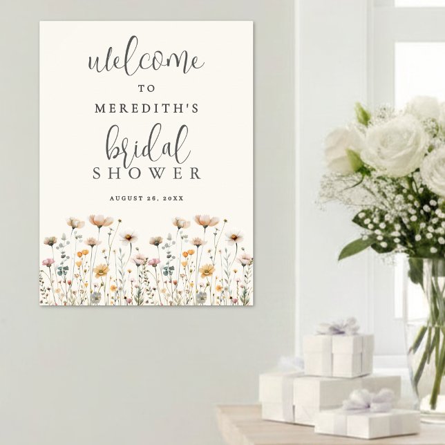 Póster Despedida de Soltera Boho Flor Silvestre (Boho Wildflower Bridal Shower Poster )