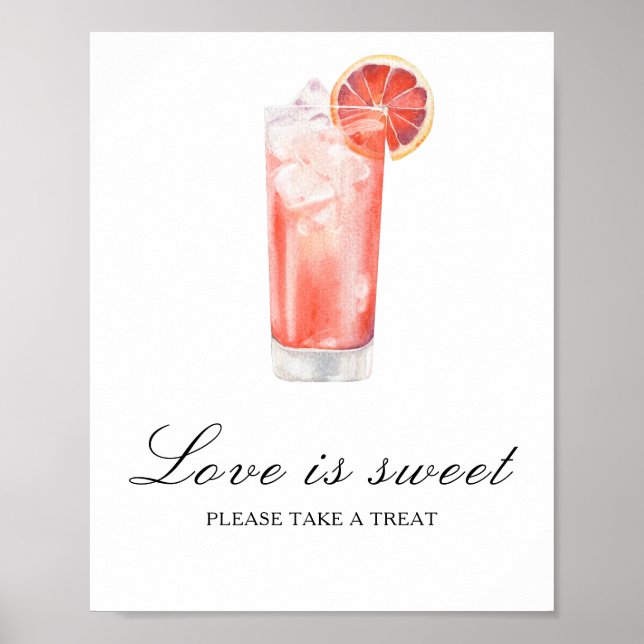 Póster Despedida de soltera cóctel - el amor es dulce (Frente)