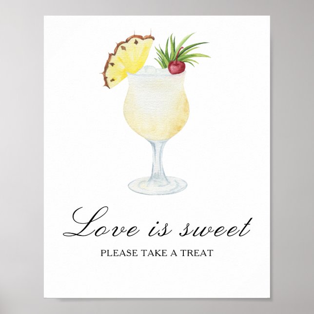 Póster Despedida de soltera cóctel - el amor es dulce (Frente)