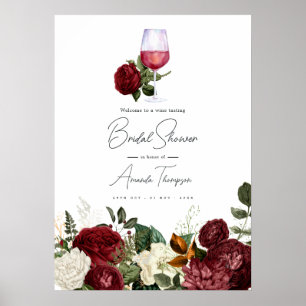 Póster Despedida de soltera con cata de vino floral burgu