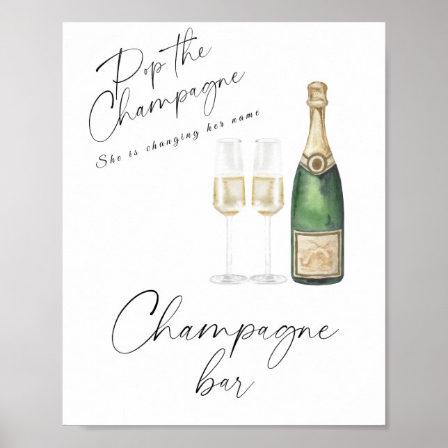 Póster Despedida de soltera con champán - barra de champá (Frente)