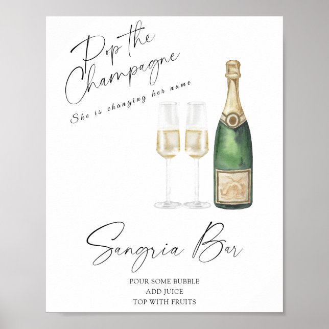 Póster despedida de soltera con champán - barra de sangrí (Frente)