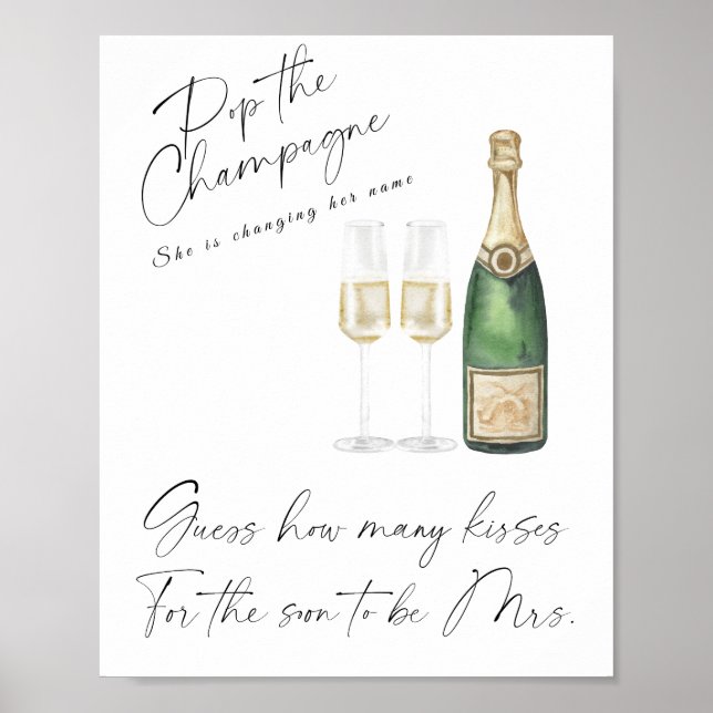 Póster Despedida de soltera con champán - juego de cuánto (Frente)