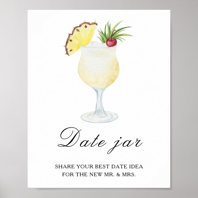 Póster Despedida de soltera con cóctel tropical - ideas p (Frente)
