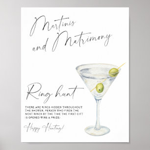 Póster despedida de soltera con dry martini Caza del anil