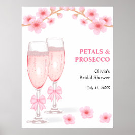 Póster Despedida de soltera con flores y prosecco con laz
