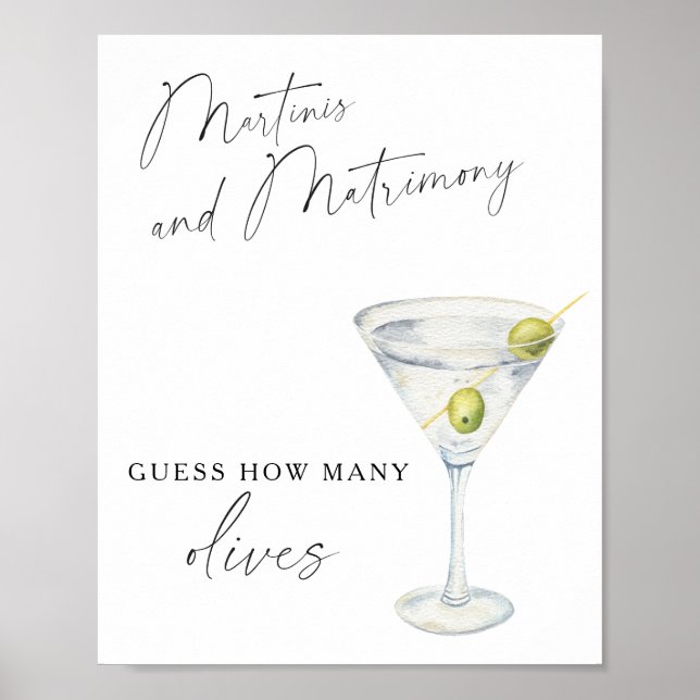 Póster Despedida de soltera con Martini - Cuántas aceitun (Frente)