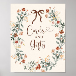Póster Despedida de soltera Coquette Bow Otoño Flor silve