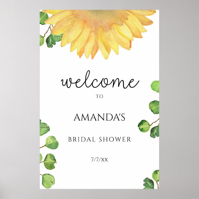 Póster Despedida de soltera de girasoles acuarela (Frente)