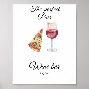 Póster Despedida de soltera de pizza y vino - Bar de vino
