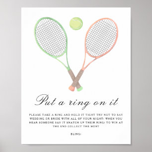 Póster Despedida de soltera de tenis - Ponle un anillo a