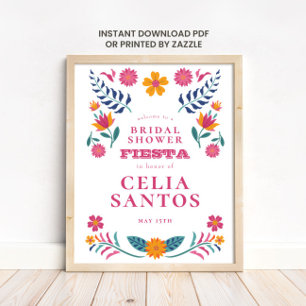 Póster Despedida de Soltera Fiesta Mexicana Rosa Amarillo