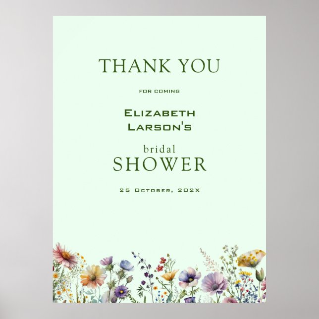 Póster Despedida de Soltera Floral de Flores Silvestres C (Frente)