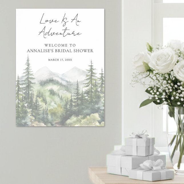Póster Despedida de soltera Forest Mountain Adventure (Forest Mountain Adventure Bridal Shower Poster )