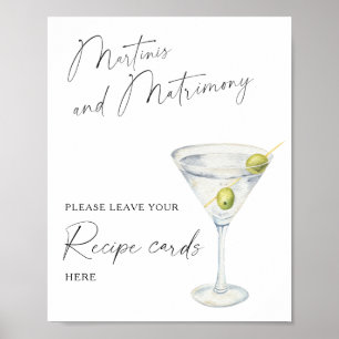 Póster Despedida de soltera Martini Tarjeta de receta aqu