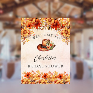 Póster Despedida de soltera otoño flores naranjas vaquera