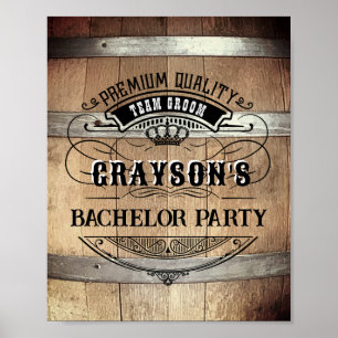 Póster Despedida de Soltero Barril de Whisky Rústico
