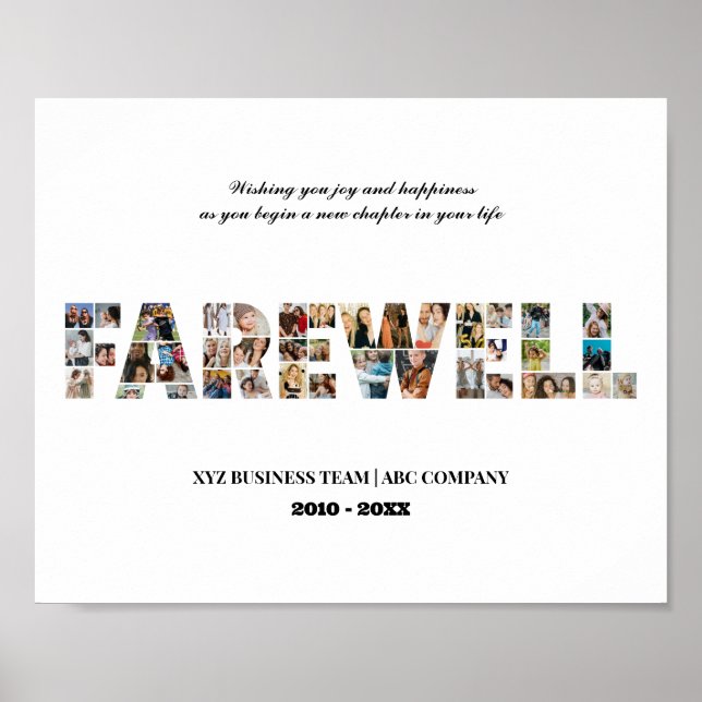Póster Despedida Personalizado Collage de fotos Coworker  (Frente)