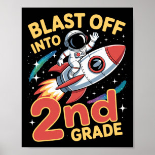 Póster Despegue al espacio de 2do grado de regreso a la e
